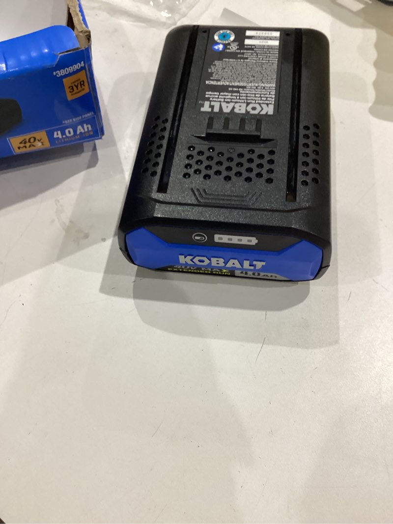 Condition photo showing Good Condition for https://www.walmart.com/ip/kobalt-40-volt-4-amps-4-0ah-rechargeable-lithium-ion-li-ion-cordless-power-equipment-battery/6922950374