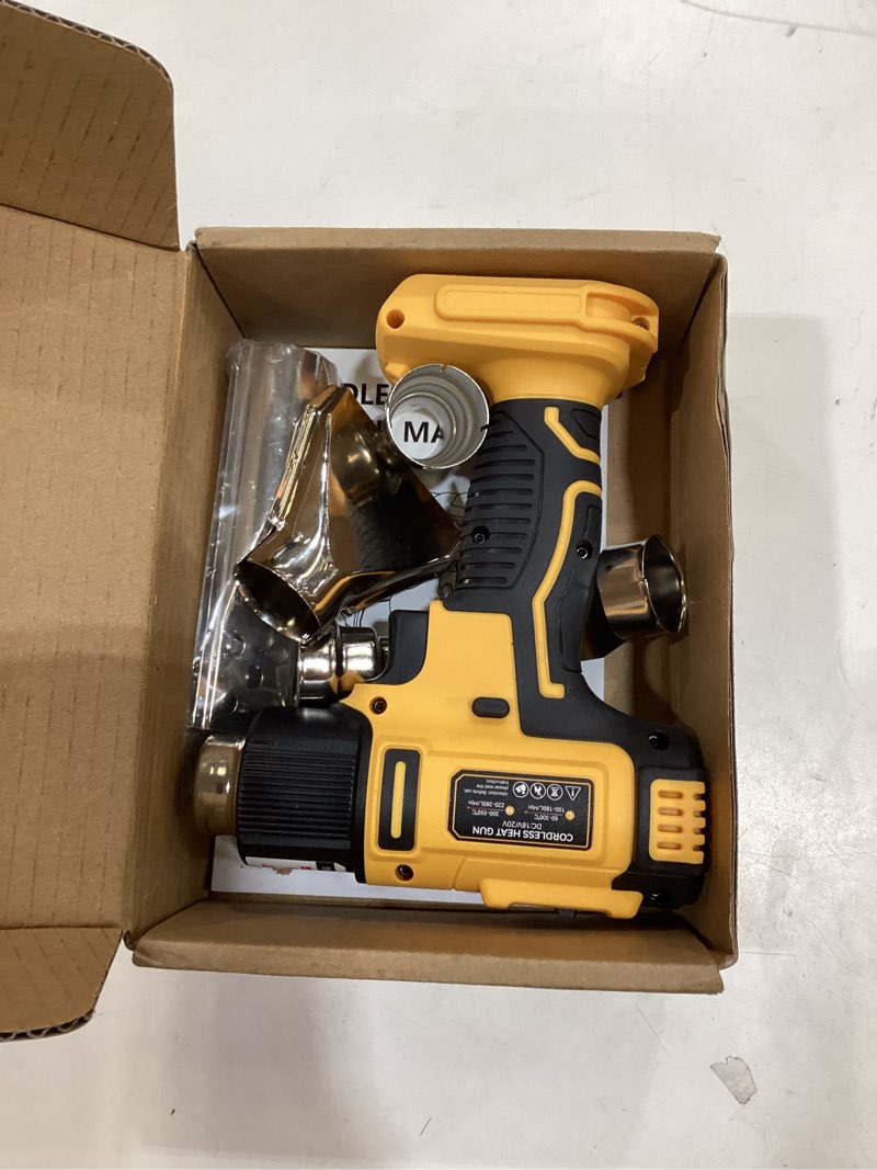 Condition photo showing Good Condition for Cordless Heat Gun for Dewalt 20v Battery, LIVOWALNY 350W 122â„‰-1022â„‰ Fast Heating Soldering Hot Air Gun with LCD Digital Display for Shrink Tubing, PVC Wrap, Crafts, Epoxy Resin (No Battery)