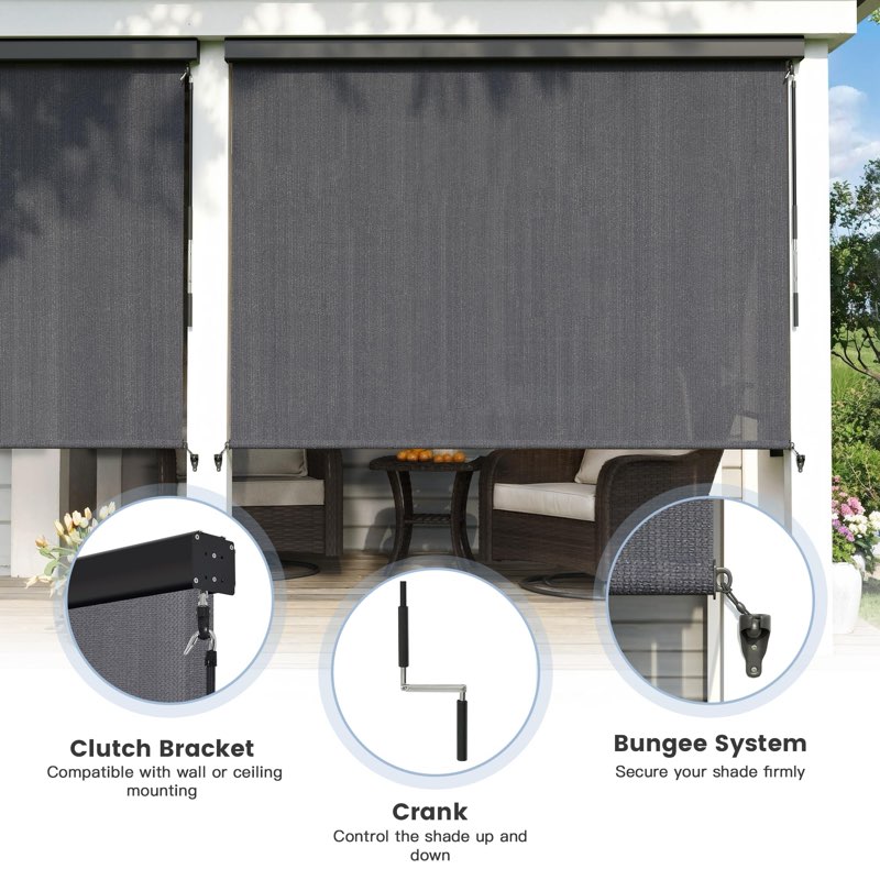 ARKOST Outdoor Roller Shade, Exterior Patio Cordless Blinds with Aluminum Valance Roll Up Shades for