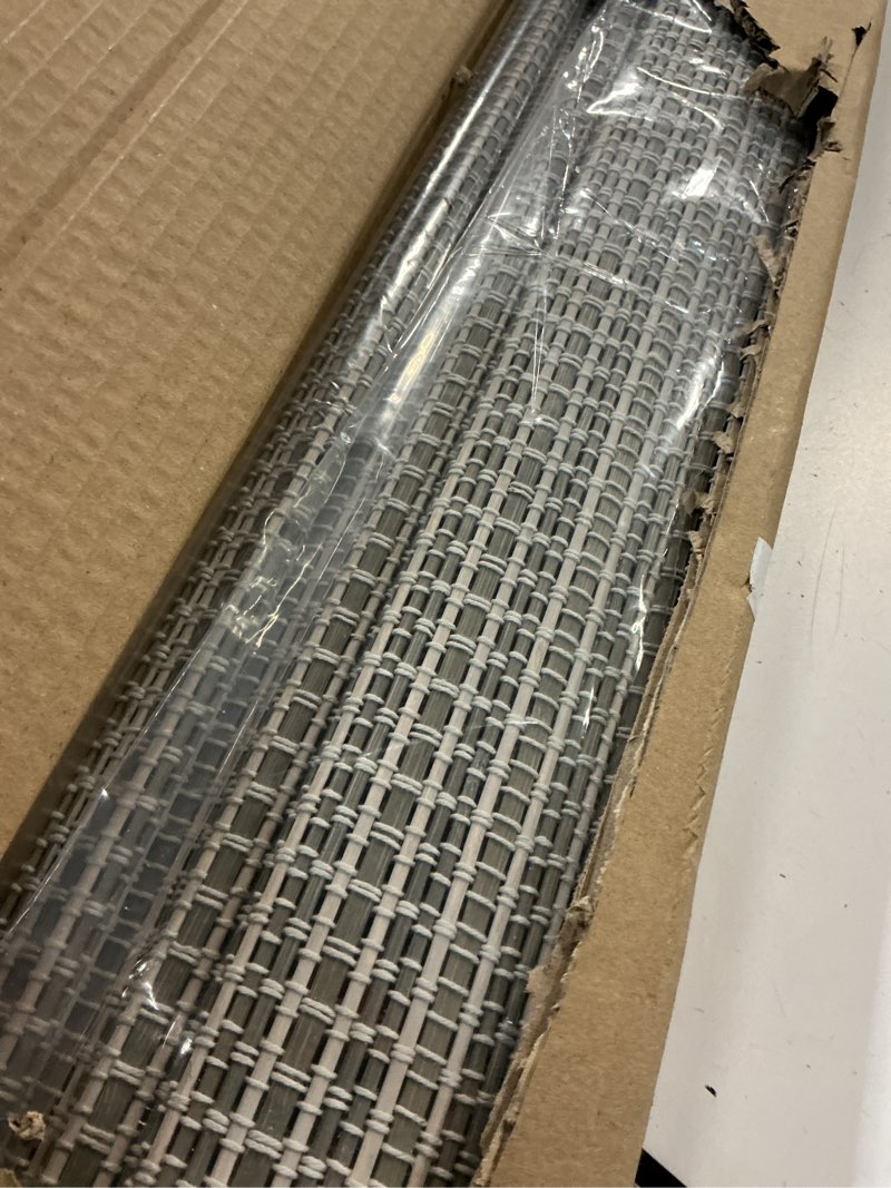 Condition photo showing Good Condition for lazblinds cordless bamboo roman shades for windows, light filtering natural bamboo blinds, easy lift cordless design for living room & bedroom, fits interior windows 32.5" w x 64" h, greystone greystone 32.5" w x 64" h