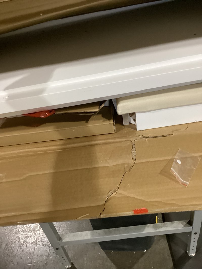 Condition photo showing Good Condition for Spirich Makeup Vanity Desk with Mirror and Lights, Rattan White Vanity with Drawers, 3 Lighting Modes Small Vanity Dressing Table for Bedroom