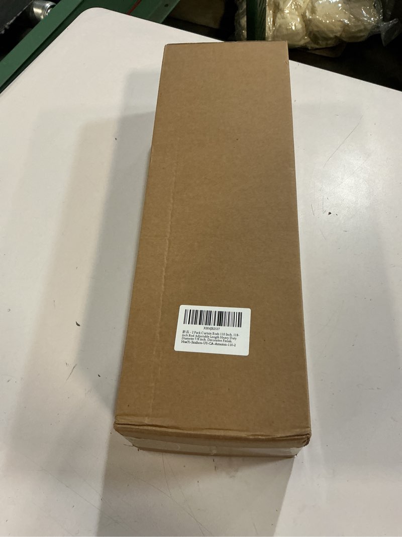 Condition photo showing New/Like New for 2 pack curtain rods 58 inch for window 48 inch, adjustable length heavy duty diameter 7/8 inch, ball finials, black 18-58 inch | 2 pack