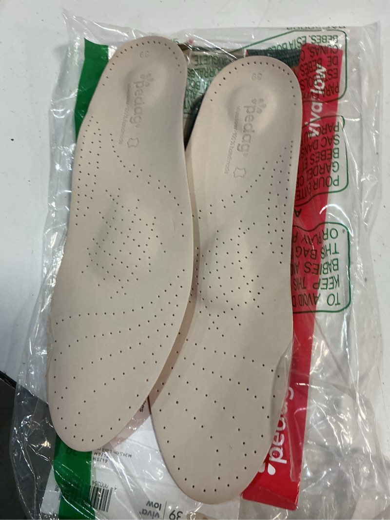 Condition photo showing As Is for pedag viva low arch support insoles leather shoe inserts size 9 wo/6m | premium german leather orthotic inserts with anatomical triple arch support women 9/ men 6/ eu 39 low arch