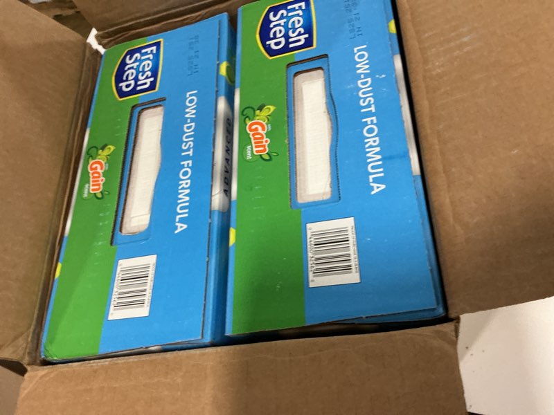 Condition photo showing New/Like New for Fresh Step Advanced Clumping Litter with Febreze Freshness with Gain Scent, Fights Odor on Contact, 37 lbs. (2 x 18.5 lb. Box) (Package May Vary)