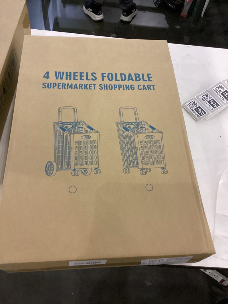 Foldable Shopping Carts, 75L Extra Large Capacity Grocery Cart with 360° Swivel Rolling Wheels, Fold