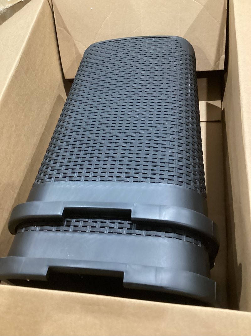 Condition photo showing Good Condition for mind reader slim laundry hamper with lid, 60l clothes baskets, premium wicker design, plastic, 2-pack, black black 2-pack