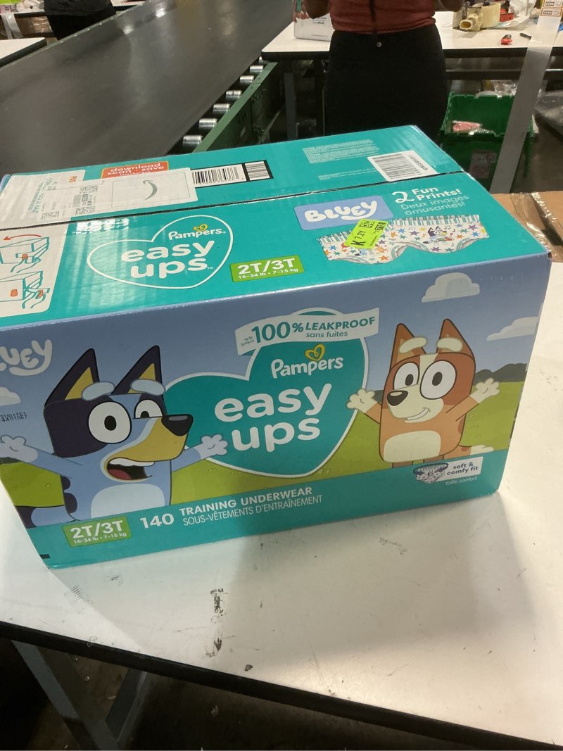 Condition photo showing New/Like New for Pampers Training Pants - Easy Ups Boys & Girls Bluey - Size 2T-3T, 140 Count, Children's Potty Underwear (Packaging May Vary) 2T-3T 140