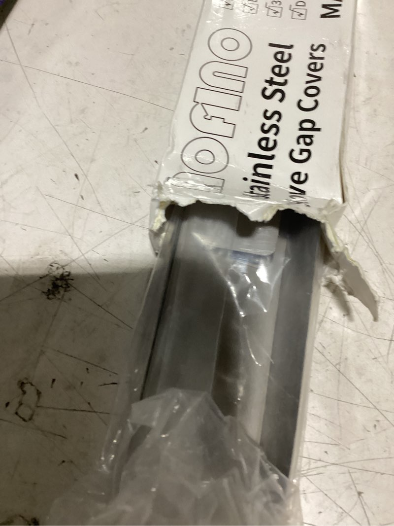 Condition photo showing Good Condition for stove gap covers 316 stainless steel,2 pack 23.2" stove gap filler,heat resistant stove gap guards,between stove and counter slide in range trim kit for gas stove and electric stove,silver 23.2" silver