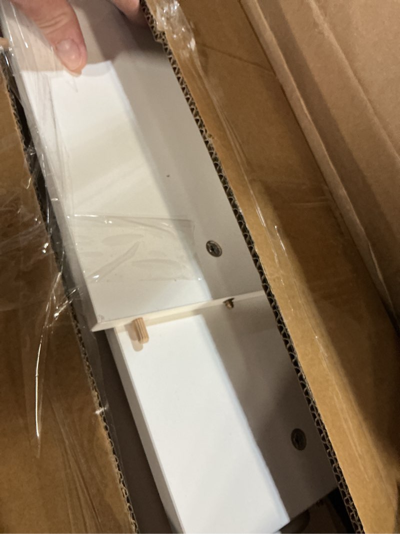 Condition photo showing As Is for TEAMIX 4 Tier Slim Rolling Storage Cart with Wheels, 24.8D x 7.9W Inches, Height Adjustable, Deeper Utility Cart with Handle Narrow Shelf Organizer for Kitchen Laundry Bathroom Pantry Office (White)