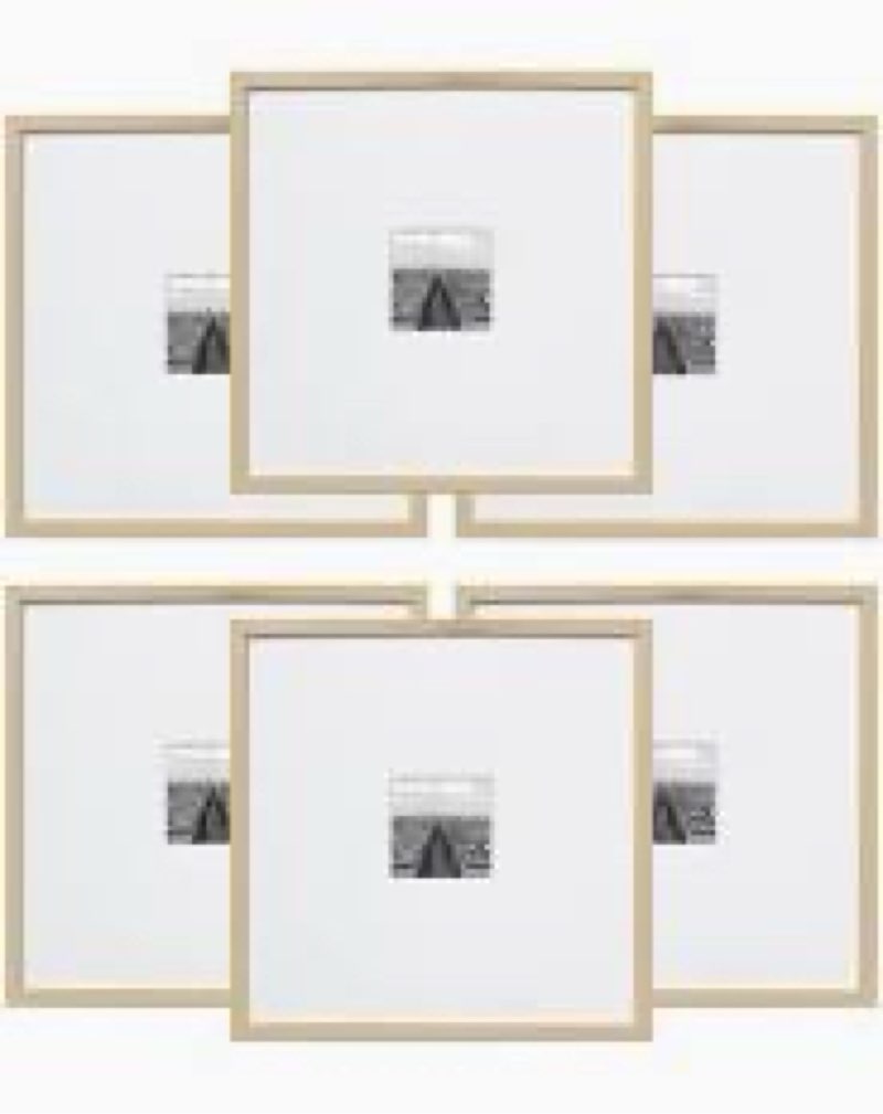 Ash Modern Frame with White Matte Gallery Wall Picture 19X19 Frames (Set of 6
