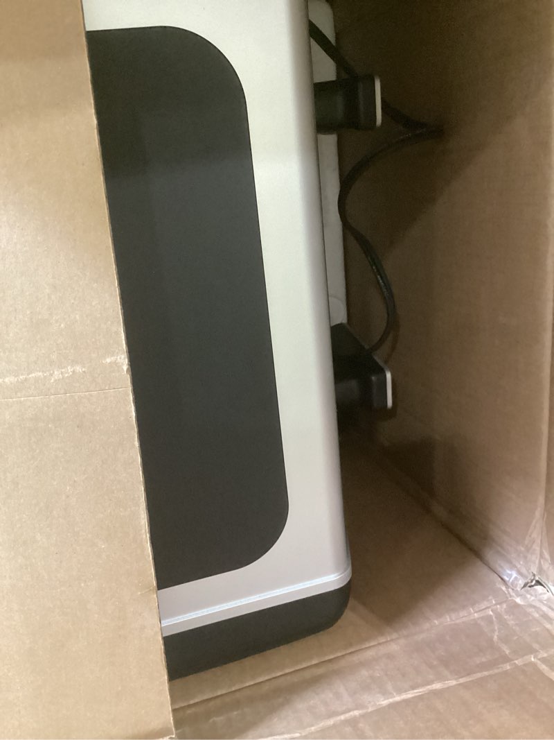 Condition photo showing As Is for newbulig dual air fryer with 2 baskets 9.5 qt, 10 in 1 large air fryers with ceramic crisper plate, match cook, sync finish, shake reminder, 80-450°f wide temp, roast, defrost, dehydrate, bake, grey grey 15.9" * 13.9" * 11.46"