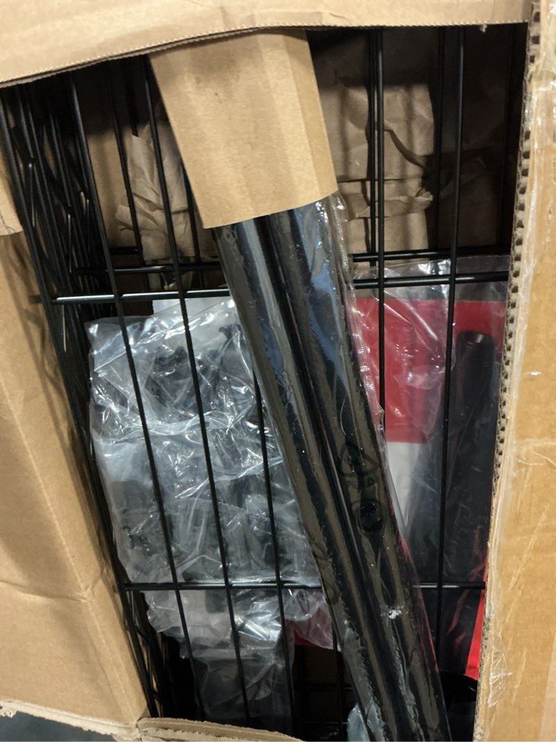 Condition photo showing New/Like New for heavy duty rolling garment rack, 3 tiers wire shelves adjustable freestanding portable rolling clothing rack with lockable wheels, 44.9''l x 15.8''w x 78.8''h, max load 600lbs black a2w: 3 tiers with 2 rods,45''l x 16''w x 79''h