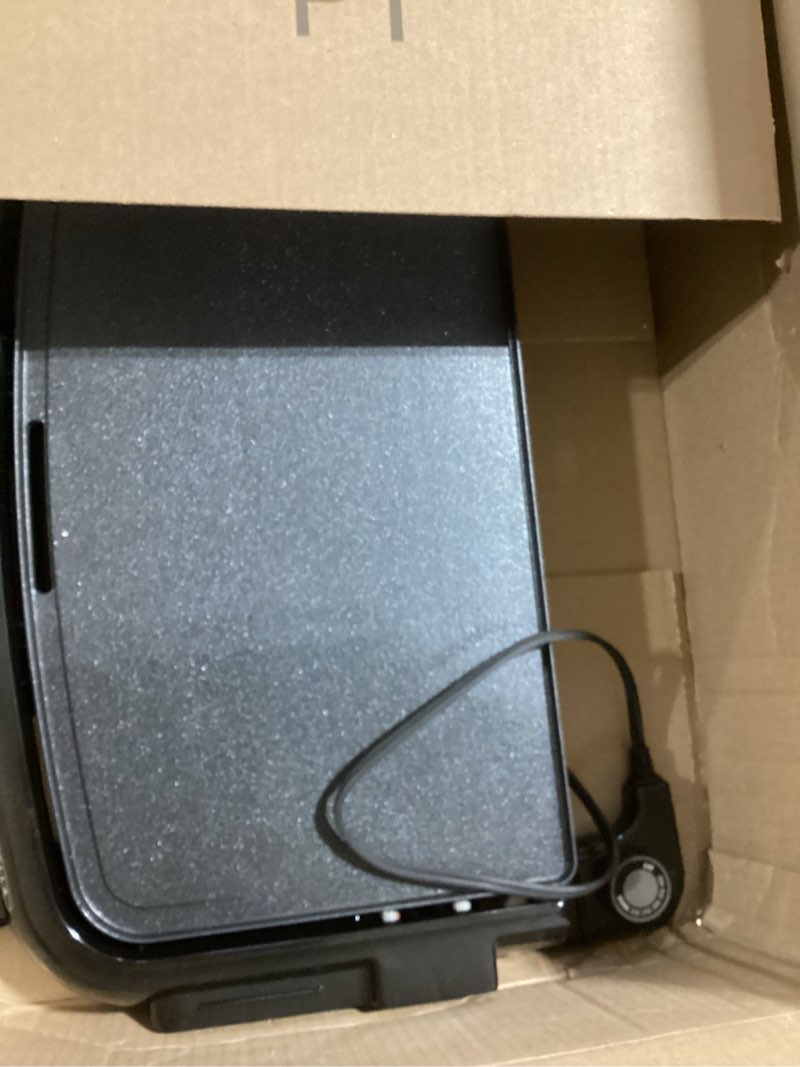 Condition photo showing Good Condition for bella electric griddle with crumb tray - smokeless indoor grill, nonstick surface, adjustable temperature control dial & cool-touch handles, 10" x 16", black