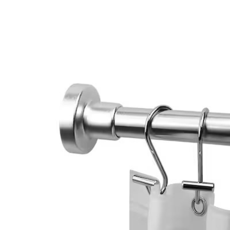 allen + roth 42-in to 72-in brushed nickel tension single straight adjustable shower curtain rod