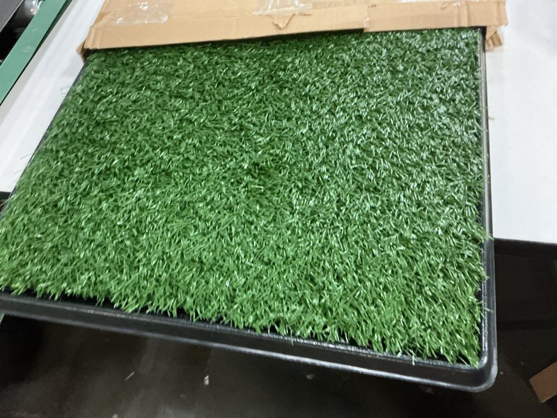 Condition photo showing Good Condition for Artificial Grass Puppy Pee Pad for Dogs and Small Pets - 20x25 Reusable 4-Layer Training Potty Pad with Tray - Dog House and Pet Supplies by PETMAKER Medium 4-Layer System