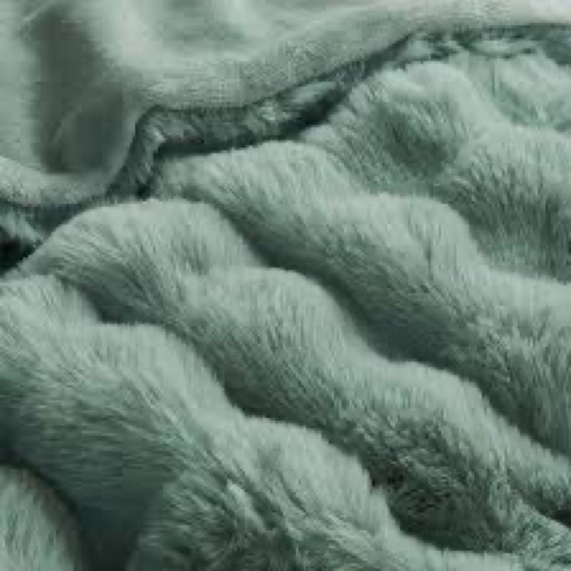 Lotus Karen Faux Fur Throw Blanket Sage Green - Big Bubble Rabbit Fluff Blanket for Couch Bed Sofa,S