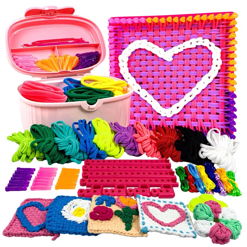 JIIFO Weaving Loom Kit, Potholder Loom Craft Kit with 500 Pcs/10 Colors Weaving Loom Loops and Stora