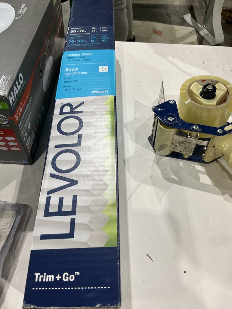 Condition photo showing As Is for levolor 30-in x 72-in snow light filtering cordless cellular shade