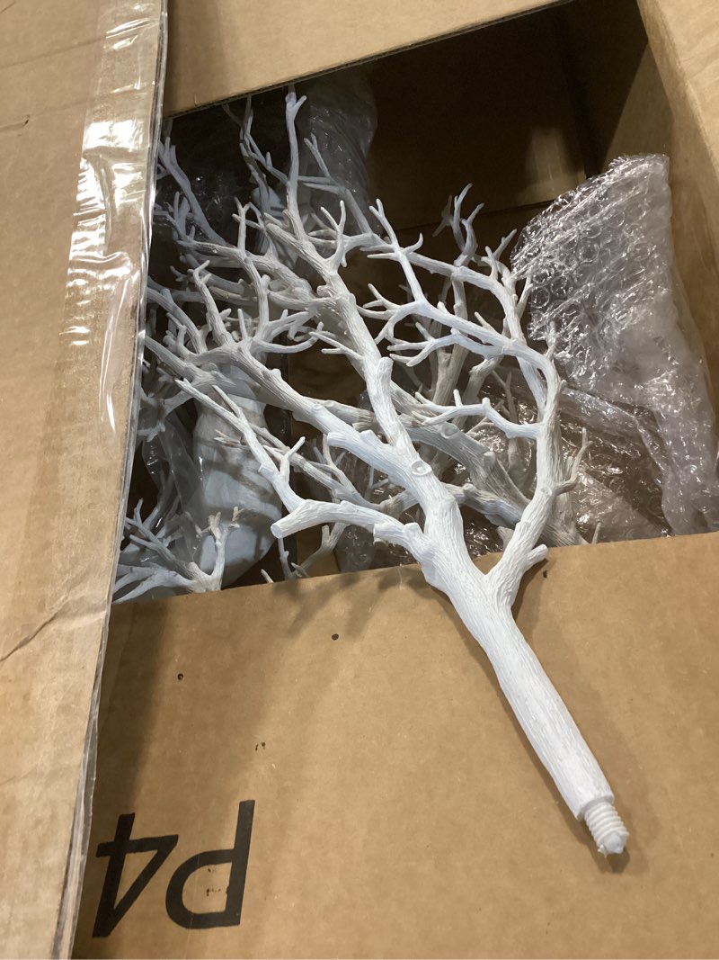 Condition photo showing As Is for Sziqiqi White Artificial Trees for Wedding Party Decoration Fake Tree Indoor for Home Decor Centerpiece Table Decorations Christmas Halloween 3.4ft Tall 3.44ft-2pcs White