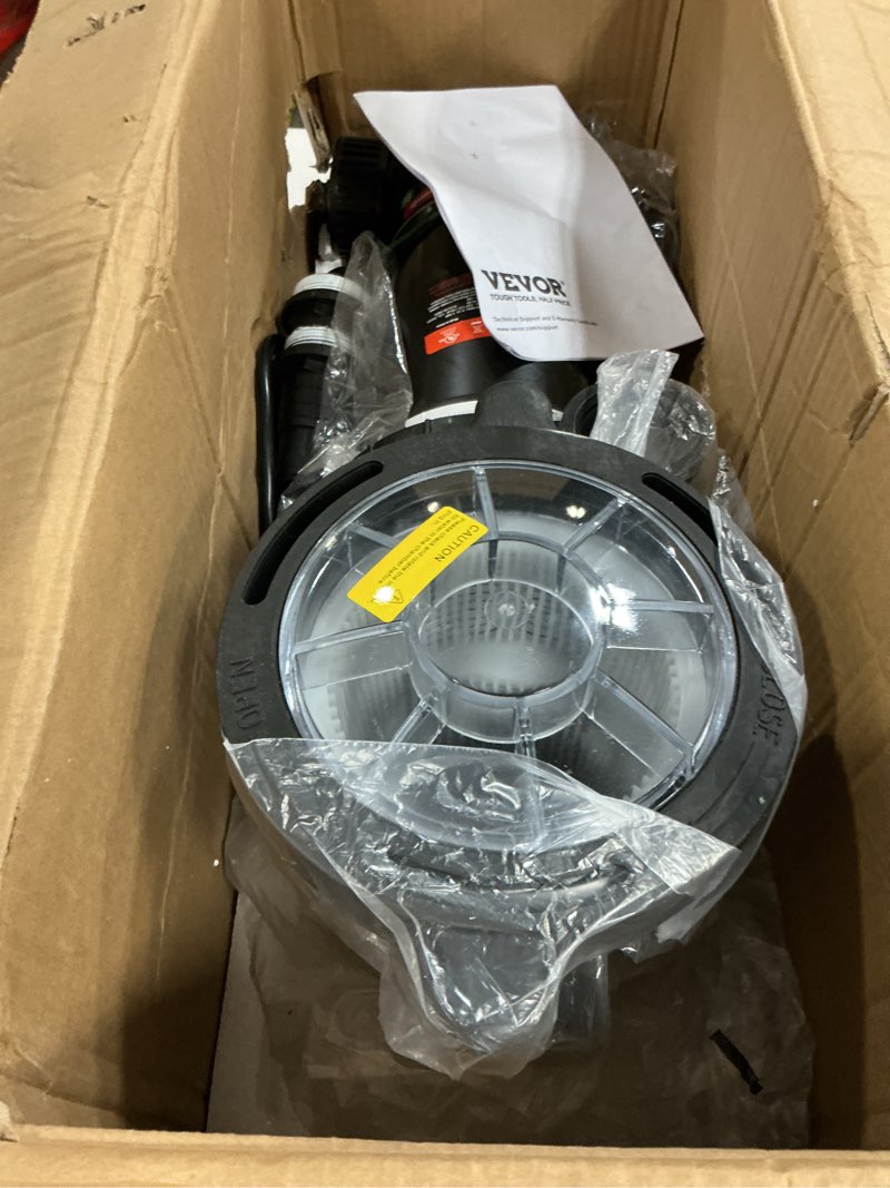 Condition photo showing As Is for vevor swimming pool pump, 1.5 hp 115 v, 1100 w single speed pumps for above ground pool w/strainer basket, 5280 gph max. flow, certification of etl for security single speed 1.5hp, 115v
