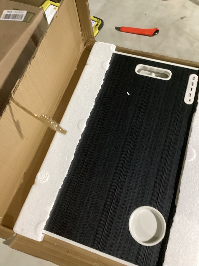 Condition photo showing Good Condition for laptop bed table, laptop desk for bed, foldable laptop bed desk with usb charge port, handle, desktop card slot, cup slot, side drawer, portable laptop table for bed eating reading working black