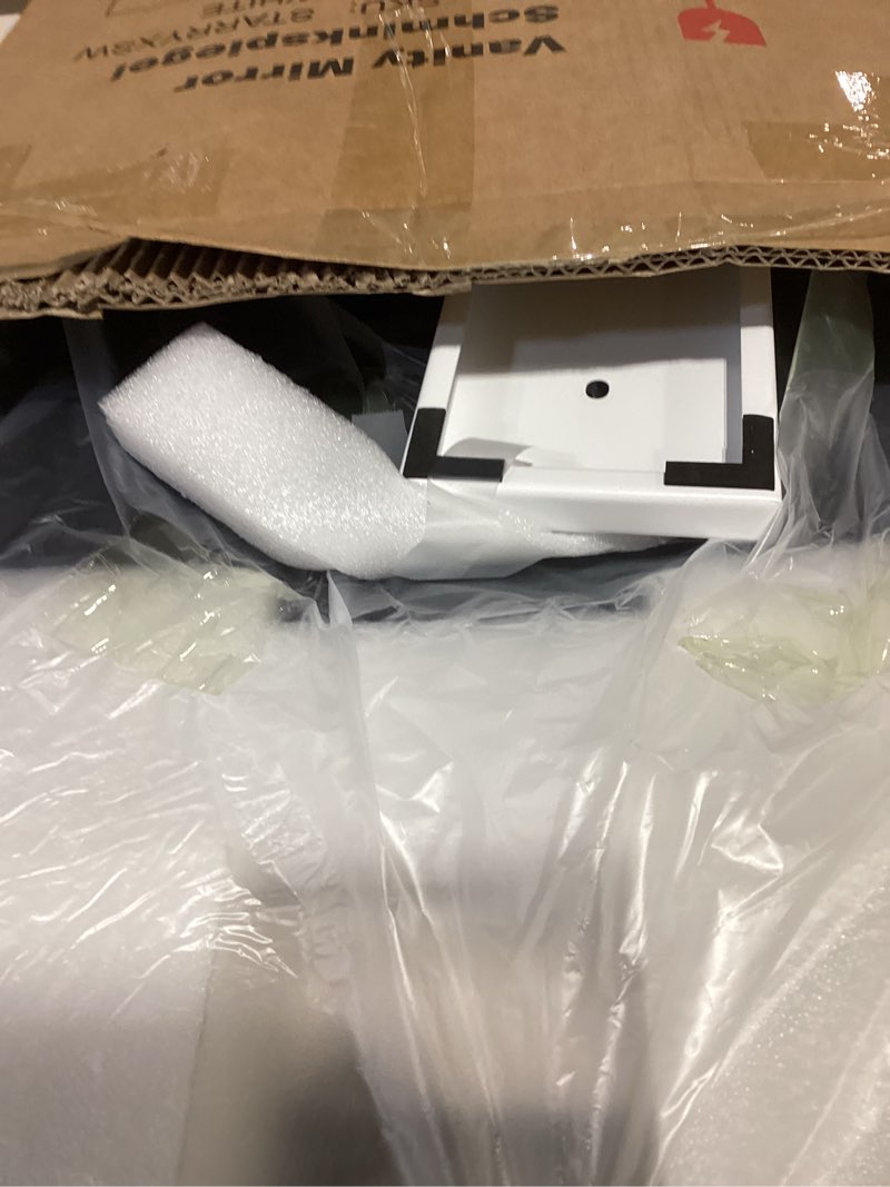 Condition photo showing As Is for LUXFURNI Hollywood Mirror with Lights Makeup Mirror for Bedroom, Vanity Arched Mirror with 12 Dimmable Bulbs Smart Touch Control 3 Color Lighting Modes White 20.5"L x 13"W