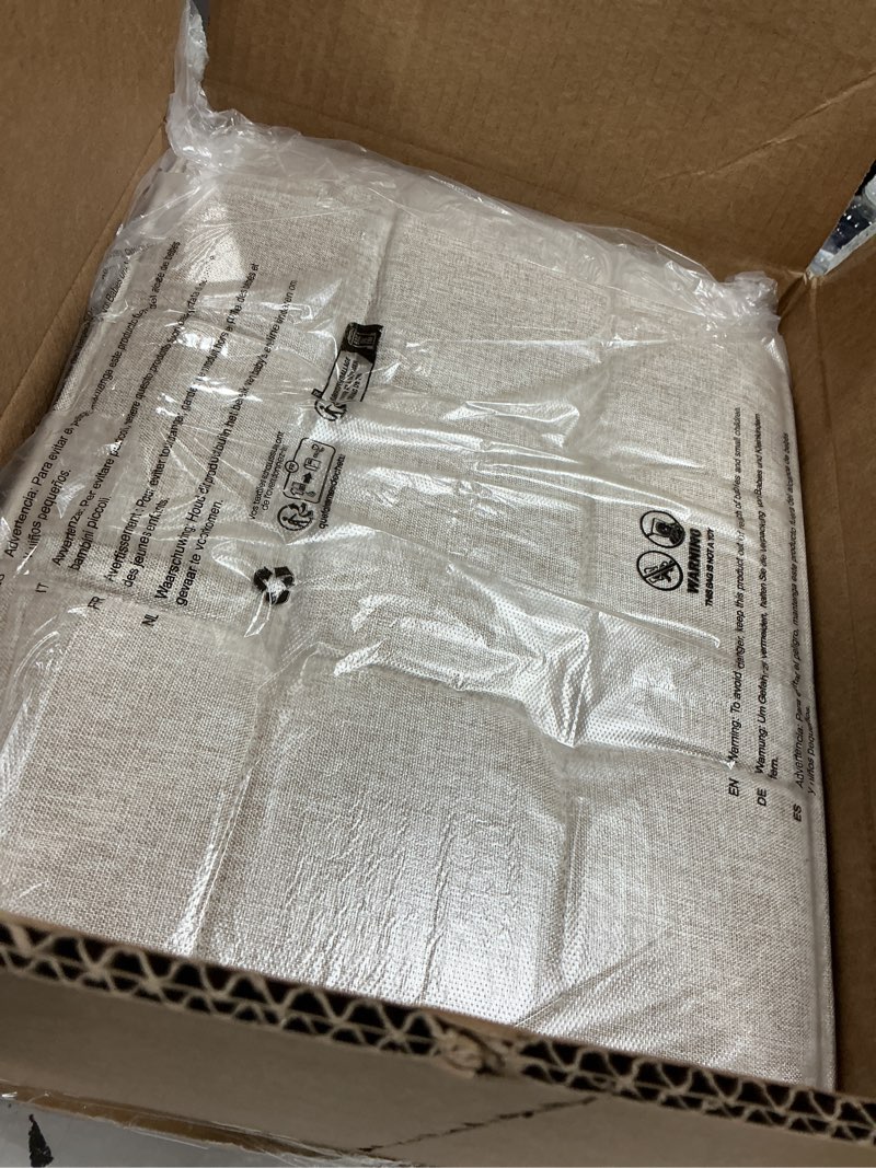 Condition photo showing New/Like New for LUE BONA Square Linen Makeup Stool, Metal X Legs, Small Ottoman Stool Chair for Vanity, Modern Padded Seat Foot Rest for Makeup Room, Bathroom Linen Color-sand Legs Linen