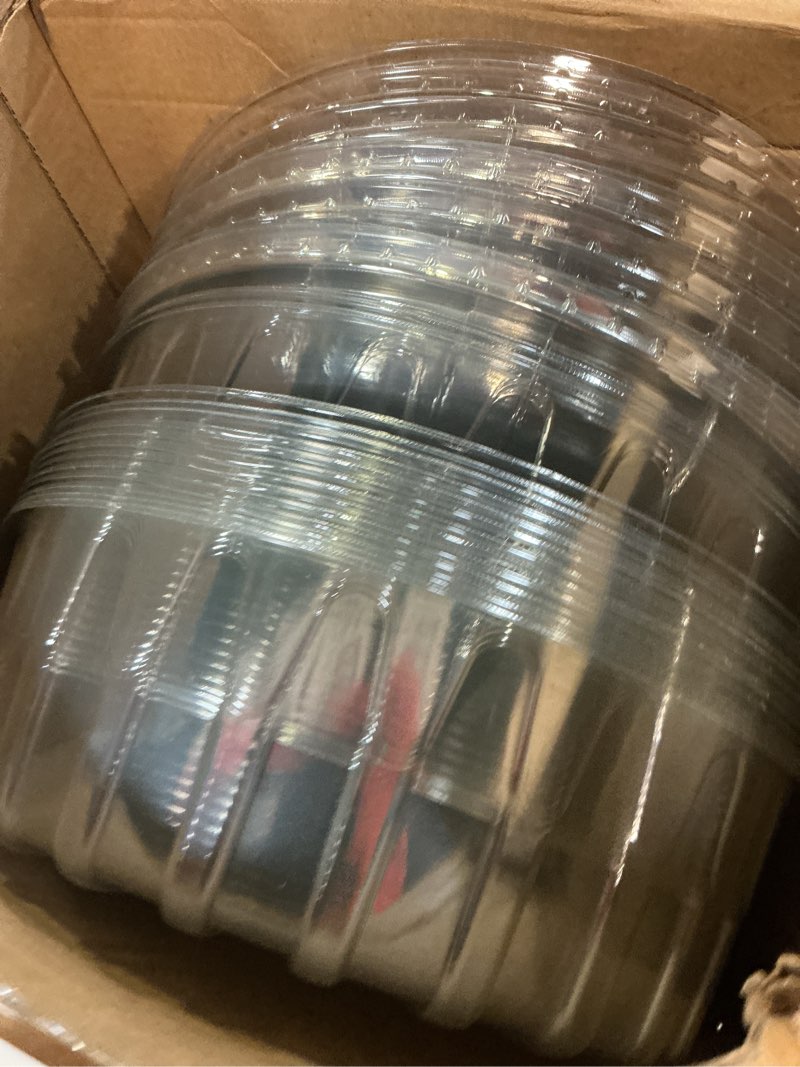 Condition photo showing Good Condition for 16 pack 96 oz disposable large plastic salad bowls with airtight lids, clear plastic salad bowls for lunch takeout salads meal fruit preparation containers for takeout catering restaurant