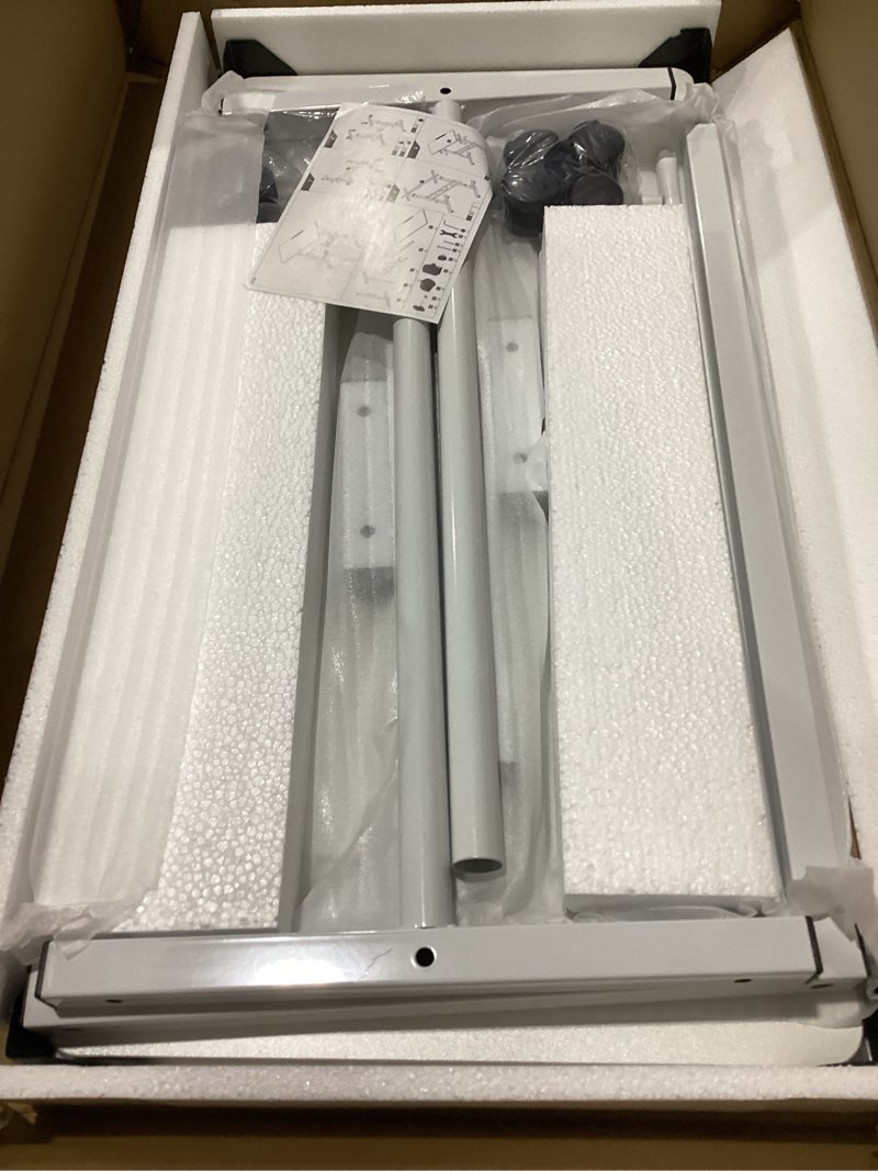 Condition photo showing New/Like New for Small Standing Desk Adjustable Height, Mobile Stand Up Desk with Wheels, 32 Inch Portable Rolling Desks Computer Office Workstations for Walking Pad Treadmill White