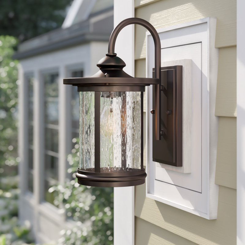 Ashendon Oil Rubbed Bronze Seeded Glass Outdoor Sconce