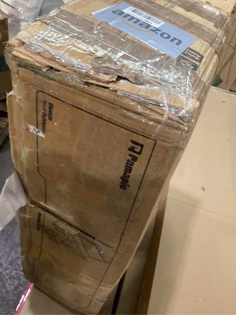 Condition photo showing As Is for Incomplete *Pamapic Glass Top Vanity Desk with Crystal Handles, 11 Drawers Makeup Vanity with Mirror and Stool, 3 Lighting Modes Dressing Table, Power Outlet, Silent Slides, White