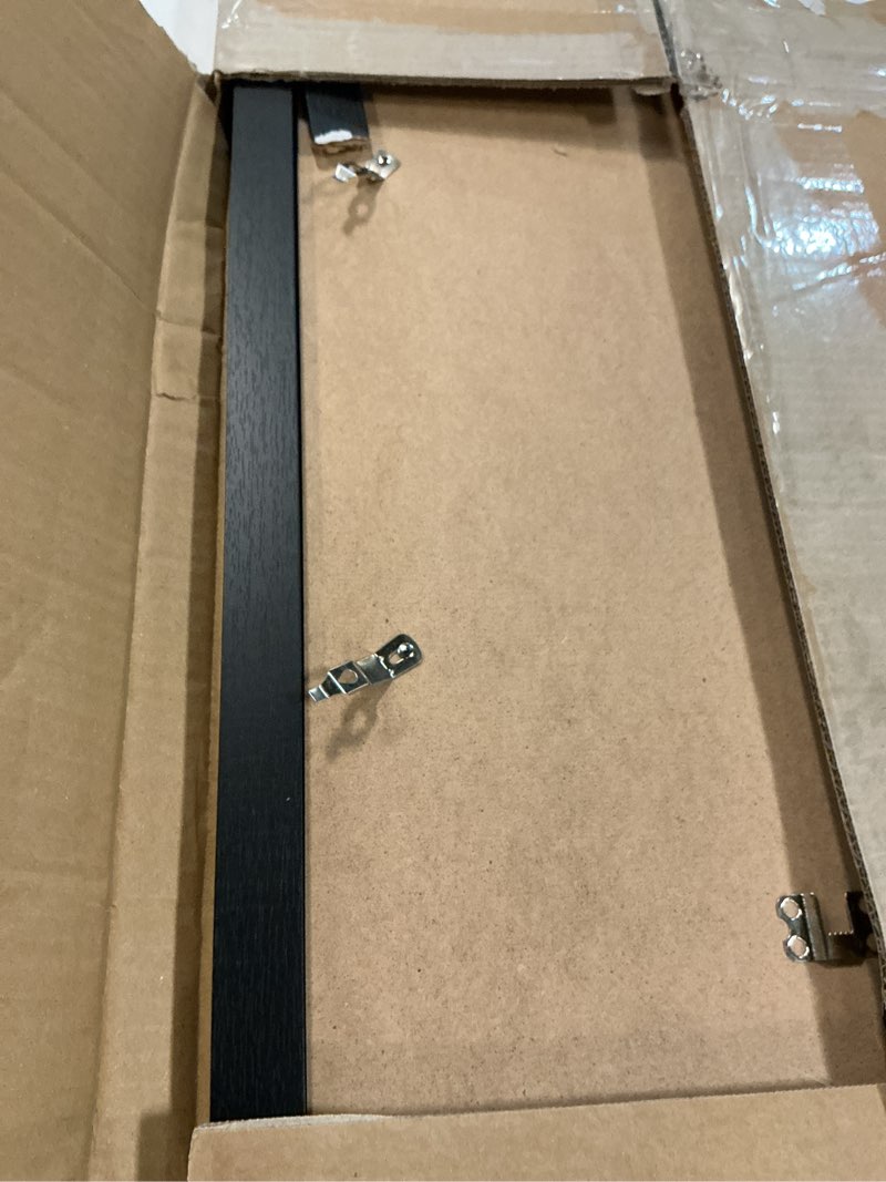 Condition photo showing As Is for 13.5x40 picture frame for wall display, 13.5x40 black picture frame with shatter resistant plexiglass, stable and sturdy 13.5 x 40 poster frame for wall display, handpicked gift collection