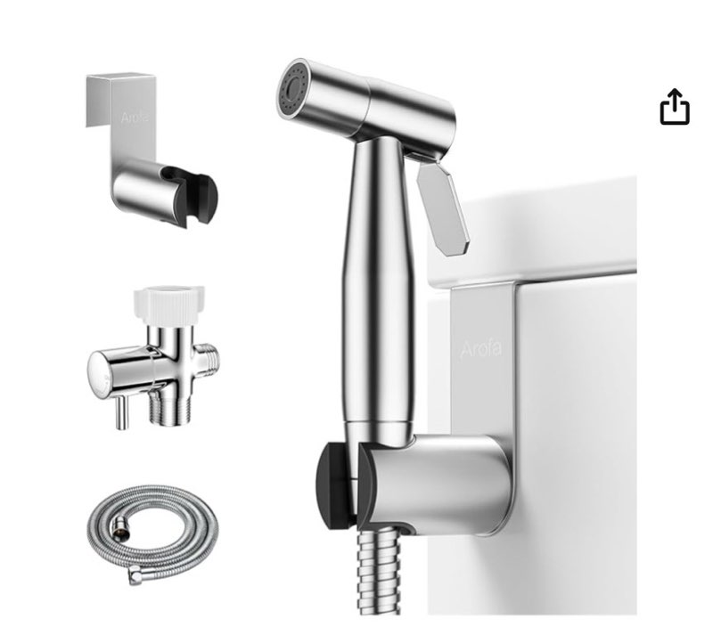 arofa handheld toilet bidet sprayer for toilet-adjustable water pressure control with bidet hose for feminine wash, stainless steel brushed nickel bidet faucet cloth diaper for baby wash