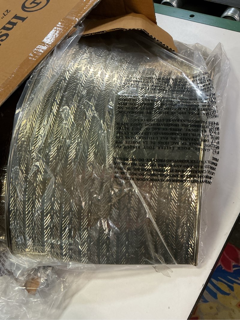 Condition photo showing Good Condition for Inside Out Home 4-Panel Metal Christmas Tree Collar - Stylish Holiday Tree Skirt Alternative - Durable Metal Construction Base Cover - Protects Tree Base from Pets - Easy Assembly - Gold