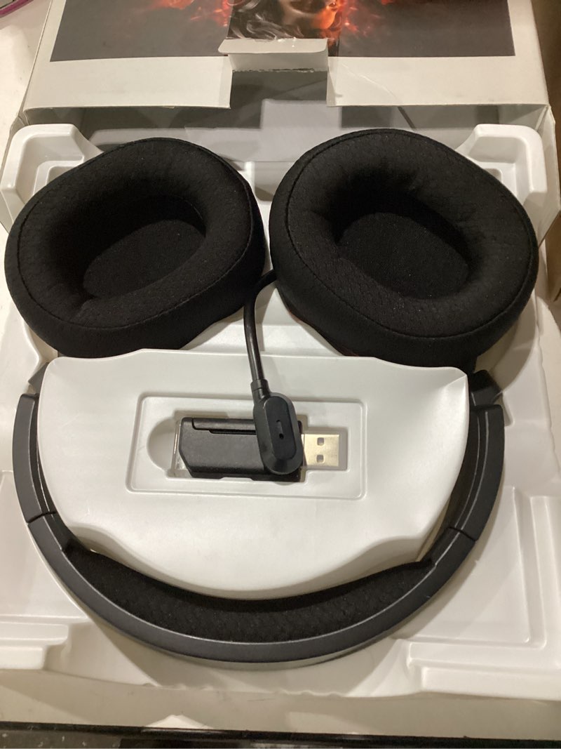 Condition photo showing Good Condition for wireless gaming headset, 7.1 surround sound, 2.4ghz usb gaming headphones bluetooth 5.4, 100-hr noise canceling mic rgb light, wireless headset for pc ps5 ps4 mac switch, only wired mode suit for xbox black-red
