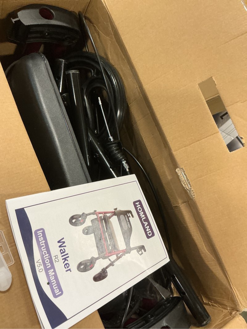 HOMLAND Foldable Rollator Walkers with Seat for Seniors, 8'' Big Wheels, 350 lb. Weight Capacity, Ad