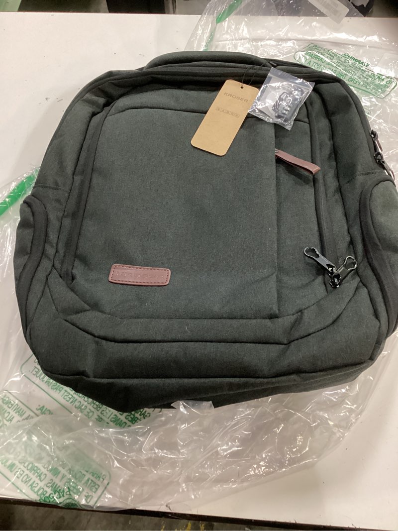 Condition photo showing New/Like New for kroser laptop backpack large computer backpack fits up to 17.3 inch laptop with usb charging port water-repellent travel backpack casual daypack for business/college/women/men-charcoal black 17.3 inch a-charcoal black-17.3"
