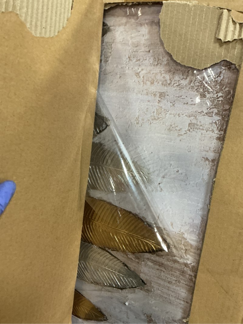 Condition photo showing Good Condition for Acocifi Extra Large Framed Canvas Wall Art, Beige Minimalist Neutral Wall Art, Abstract Leaf Textured Painting Artwork Vintage Picture for Living Room Bedroom Farmhouse Office Home Decor 58"x29" 58"L x 29"W Brown Leaf / Wood Framed