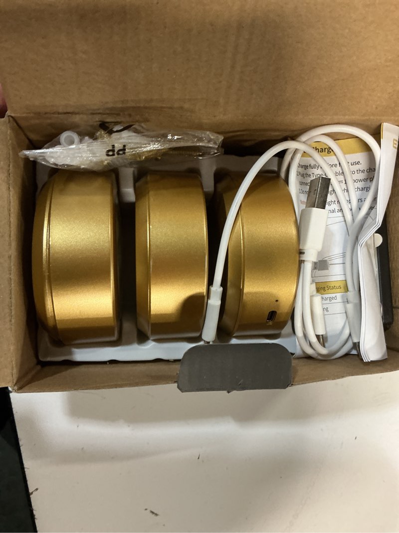 Condition photo showing Good Condition for EZVALO Picture Lights for Wall, 2000mAh Rechargeable Battery Magnetic Poster Lights with 3 Color Temps & 12 RGB, Remote Dimmable Timer Painting Light, Wall Decor Light for Art Display, Frame (3 Pack) Gold 3Pack