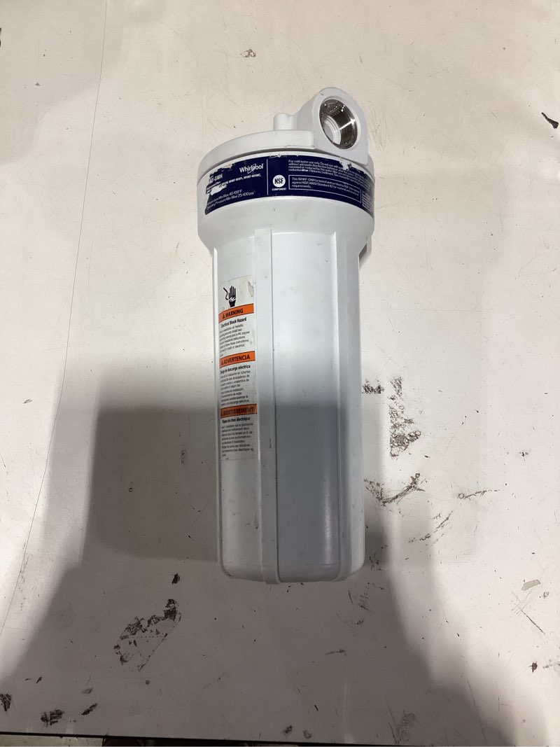 Condition photo showing As Is for whirlpool standard capacity whole house water filtration system single-stage 4-gpm