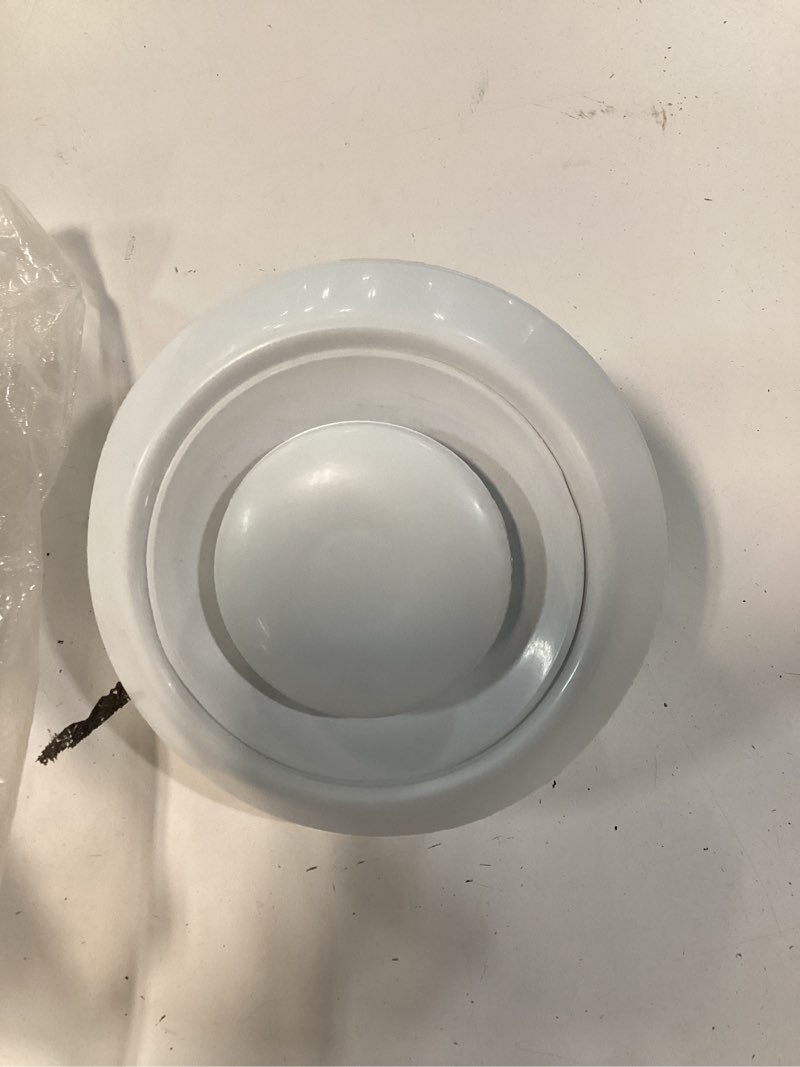 Condition photo showing As Is for imperial 4-in x 4-in 2-way abs resin sidewall/ceiling diffuser in white