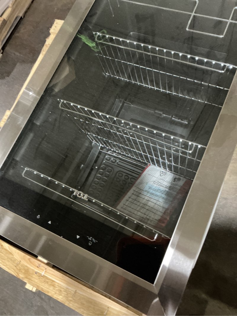 Condition photo showing As Is for tcl can capacity stainliess freestanding indoor beverage refrigerator with glass door