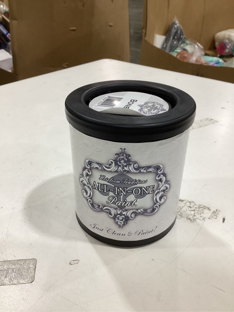 Condition photo showing New/Like New for all-in-one paint by heirloom traditions, bone (off white), quart - durable cabinet and furniture paint. built in primer and top coat, no sanding needed. includes our 30 featured color card. bone 32 fl oz (pack of 1)