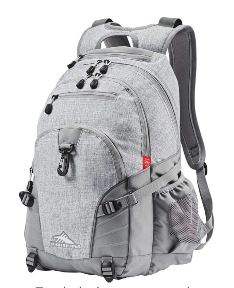 high sierra loop backpack, travel, or work bookbag with tablet sleeve, one size, silver heather