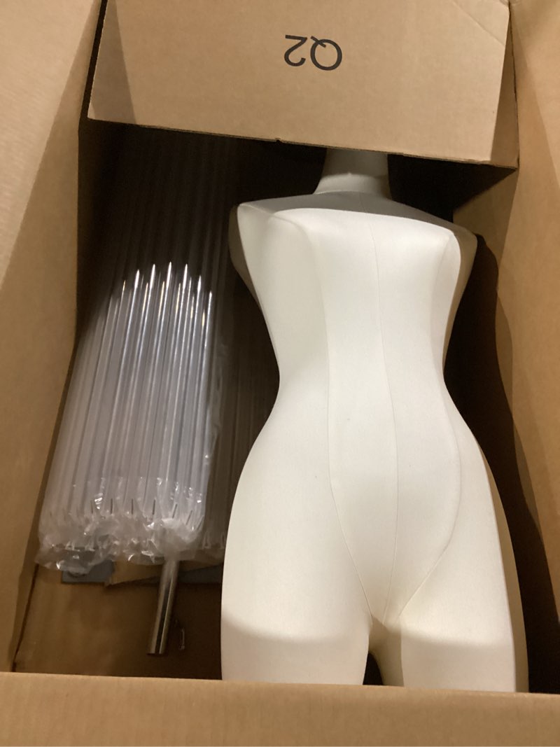 Condition photo showing Good Condition for Female Mannequin Dress Form Torso, 47"-83" Height Adjustable Display Mannequin Body with Metal Stand, Retro Manikin for Sewing Clothing Jewelry Market Shop (White, B) White B
