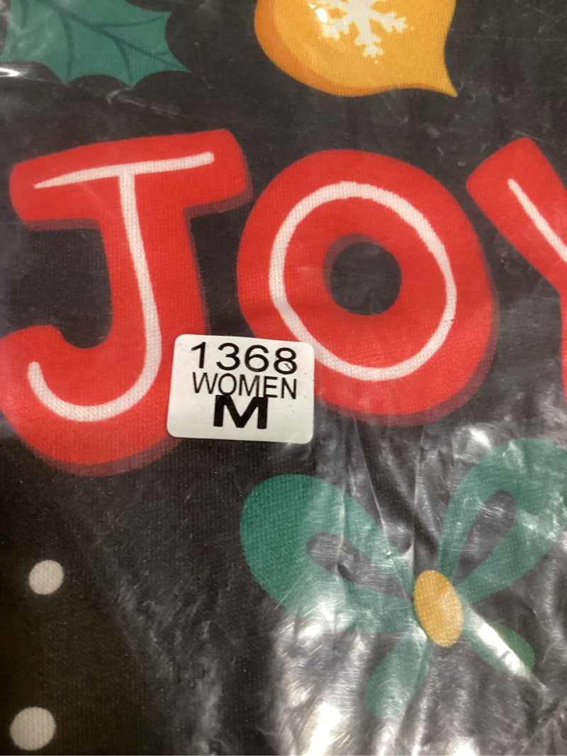 Condition photo showing New/Like New for ANGELGGH Family Matching Christmas Onesie Pajamas, Vacation Cute Printed One Piece Pajamas, Xmas Hooded Holiday Sleepwear (Women, M, Joy Santa)