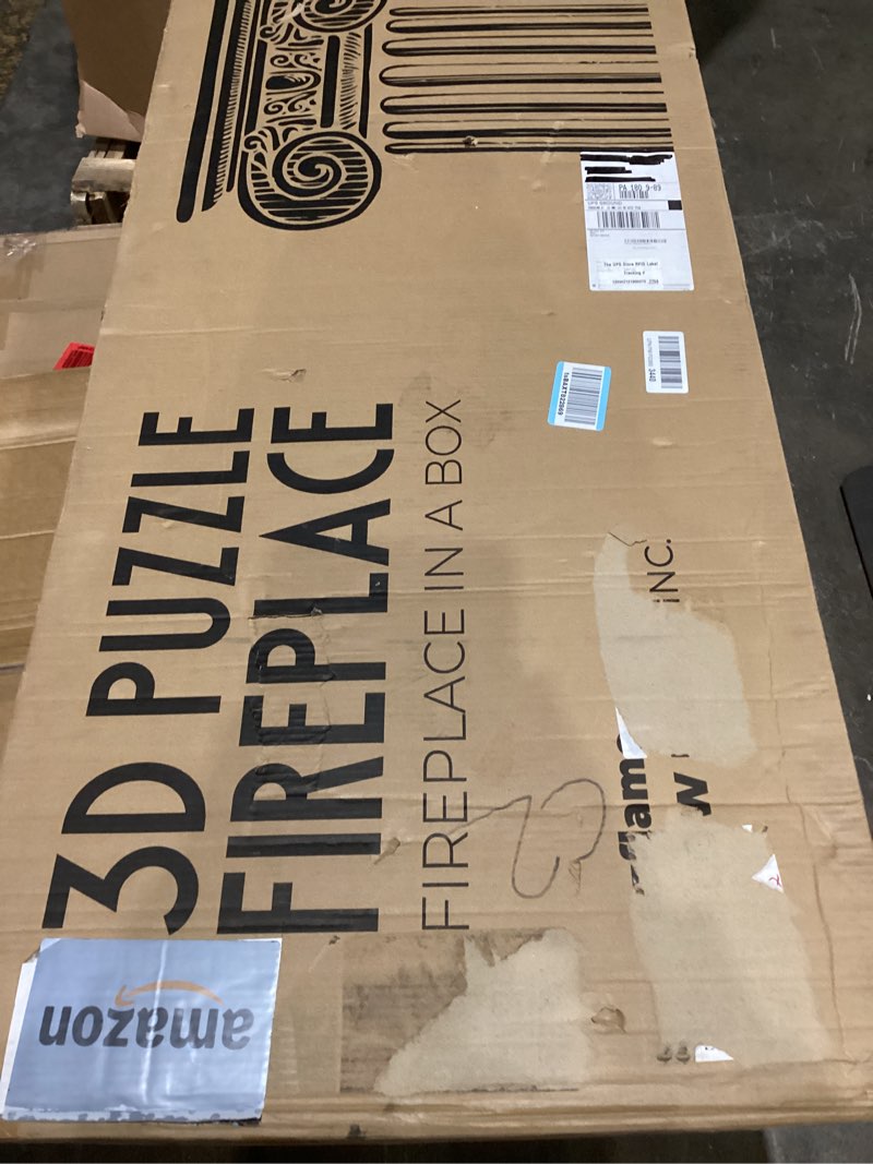 Condition photo showing Good Condition for Mobile Fireplace Hearth - Freestanding Mantel Surround 10 Minutes DIY Kit for Renters - Digital White Cozy Fireplace Frame fireplace1