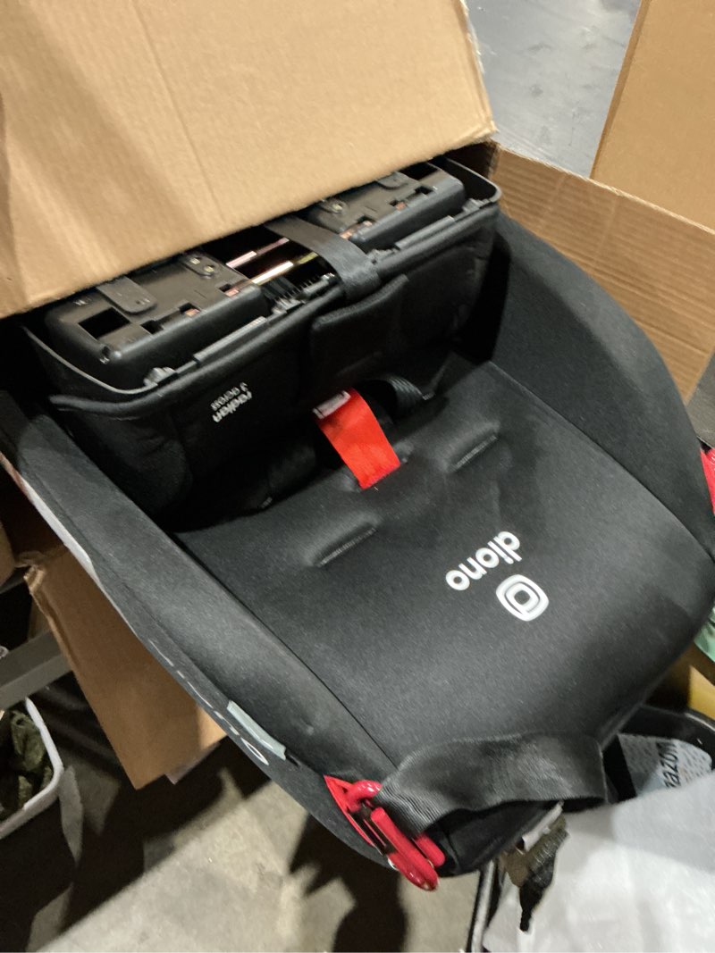Condition photo showing As Is for diono radian 3r, all-in-one convertible car seat, rear and forward facing, 10 years 1 car seat, slim fit 3 across, black storm radian 3r fits 3 across black storm