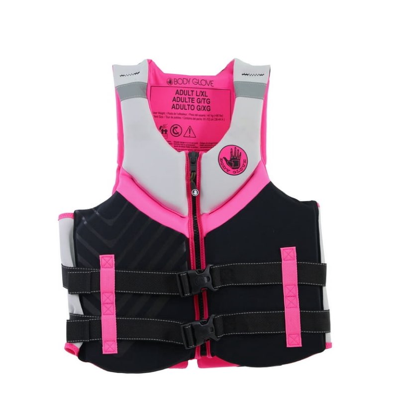 body glove women's adult neoprene pfd life jacket and vest, dual size l/xl, pink