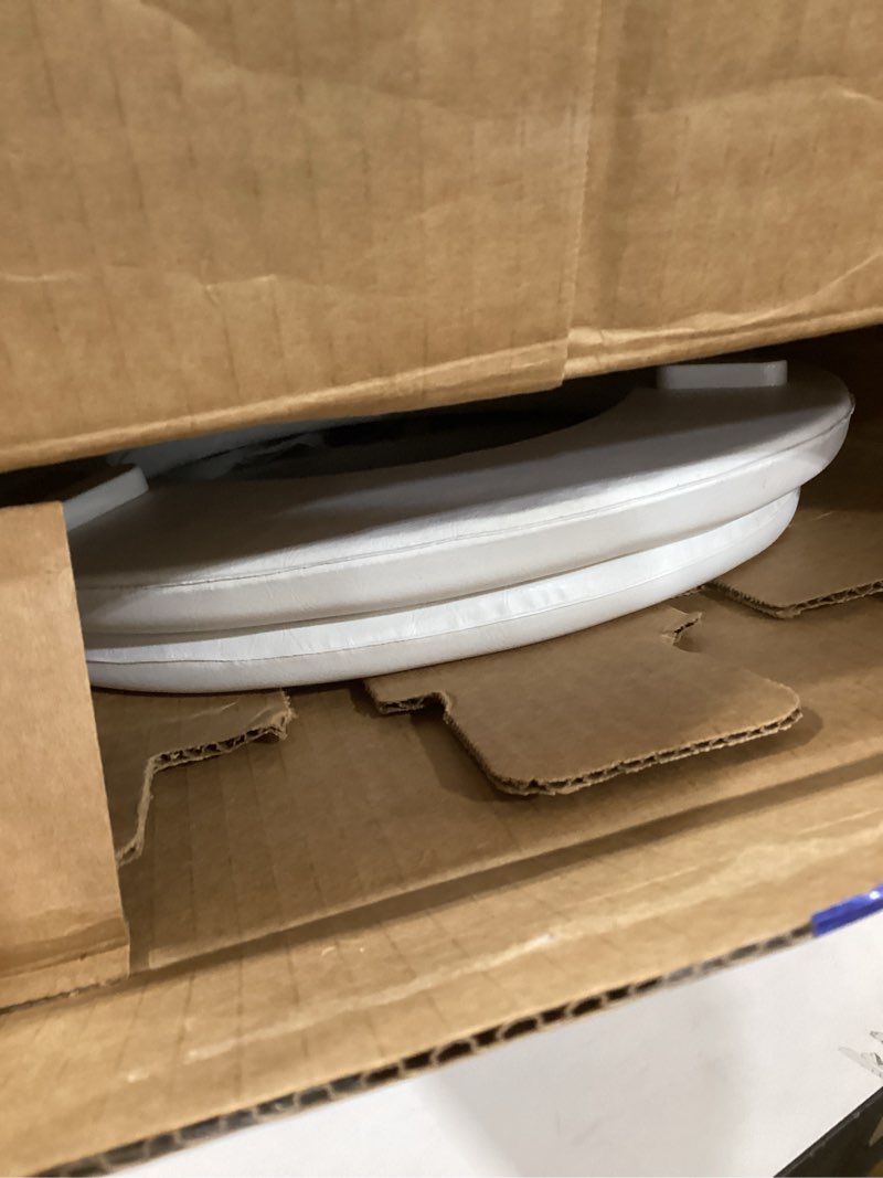 Condition photo showing As Is for Centoco Toilet Seat Round, Soft Cushioned Vinyl Toilet Seat, HPS20-001, White White No design